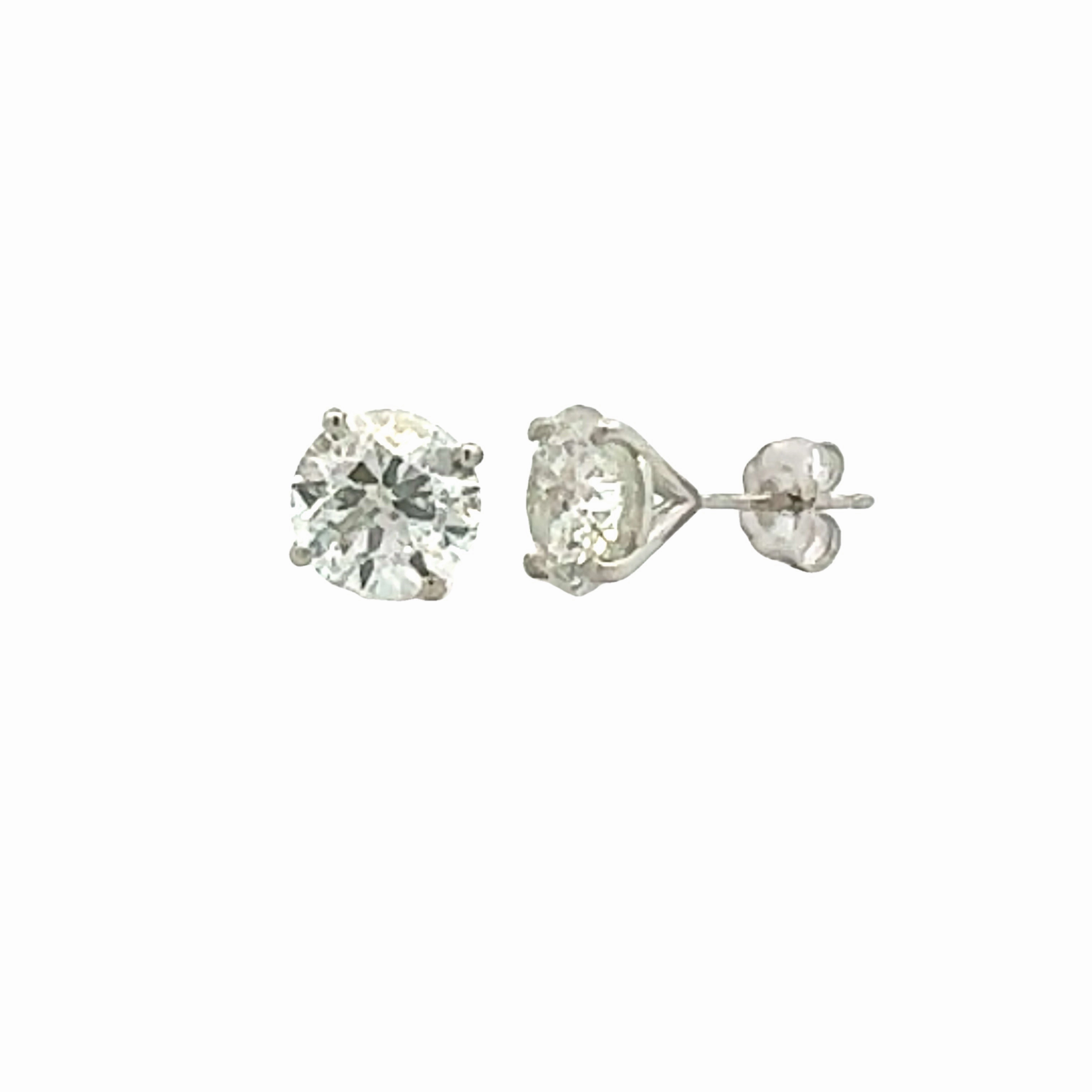 Metallic Accent Safe Selection Round Diamonds in Three Prong Martini Earrings, 0.62cttw