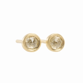 Round Rose Cut Diamond Studs - 18ky   Diamonds Shiny Touch