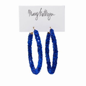 Royal Blue Glitter Hoops Elegant Touch Pieces Polished Accent