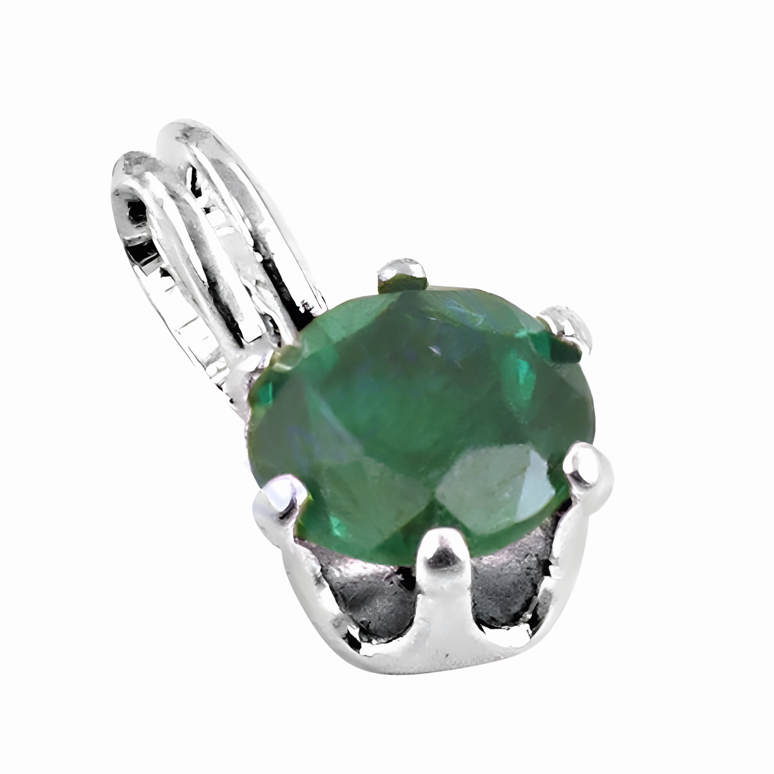 Royal Green Cubic Zirconia Gemstone 925 Silver Pendant - Elegant Jewelry Unique Gift