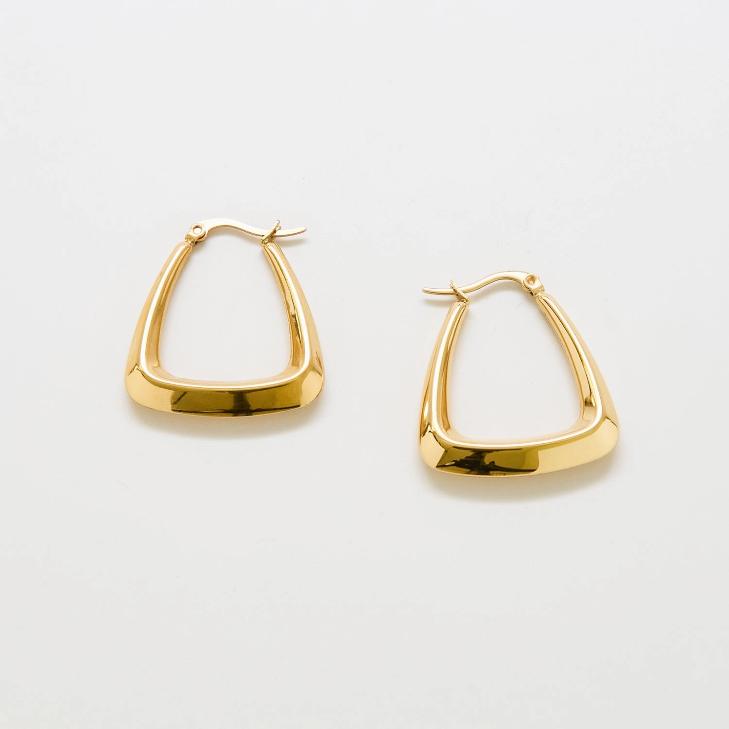 Medium Gold Triangle Hoop Earrings Brilliant Item