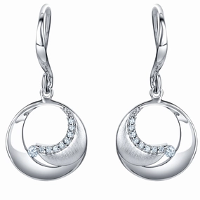 Sterling Silver Inner Circle Drop Earrings Triangular Embellishment
