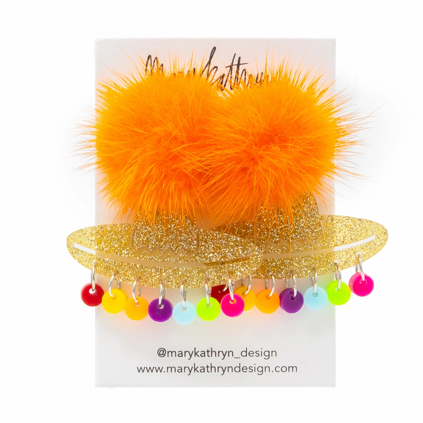 Orange Puff Sombrero Earrings Minimal Edge