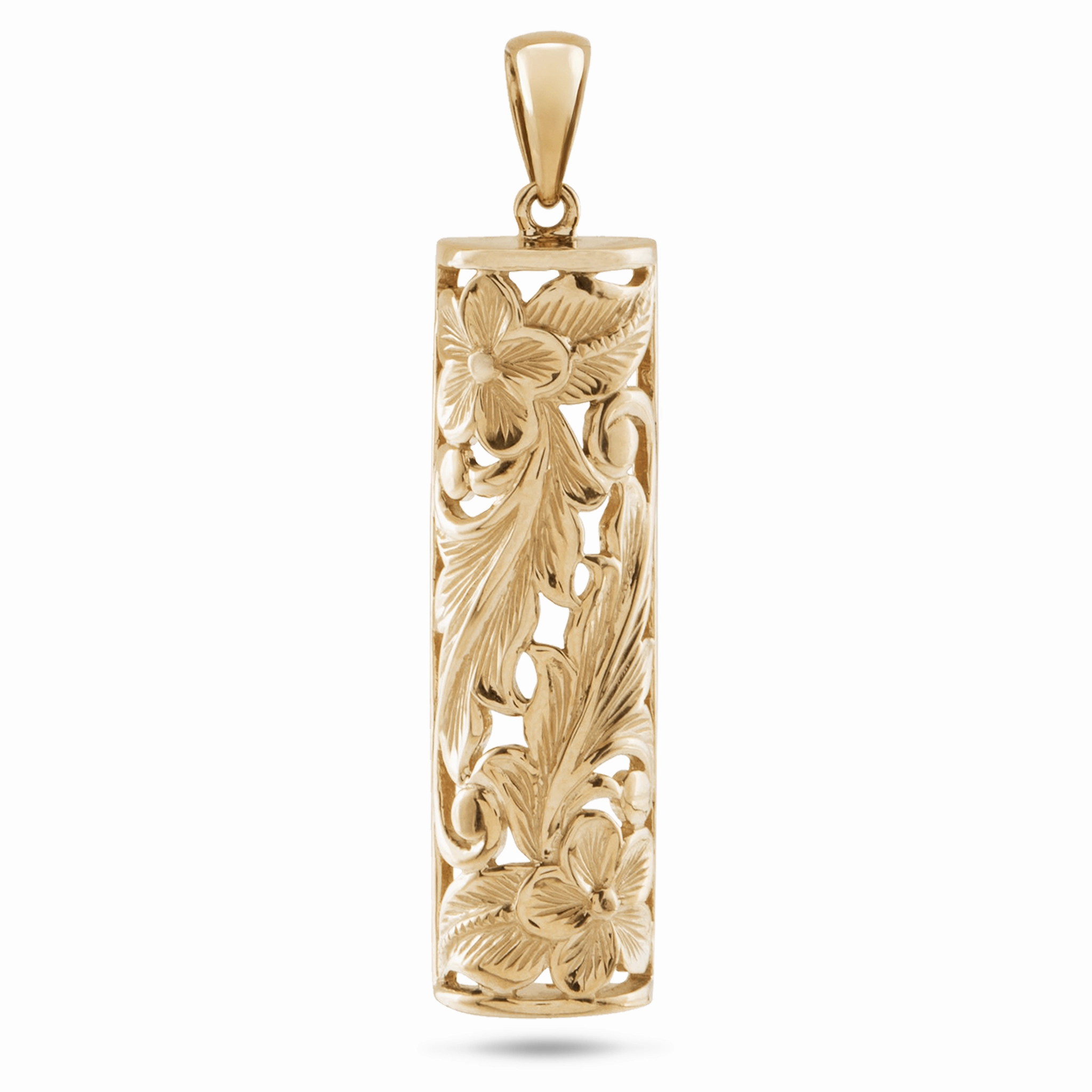 Hawaiian Heirloom Plumeria Pendant in Gold - 38mm Artisan Accessory