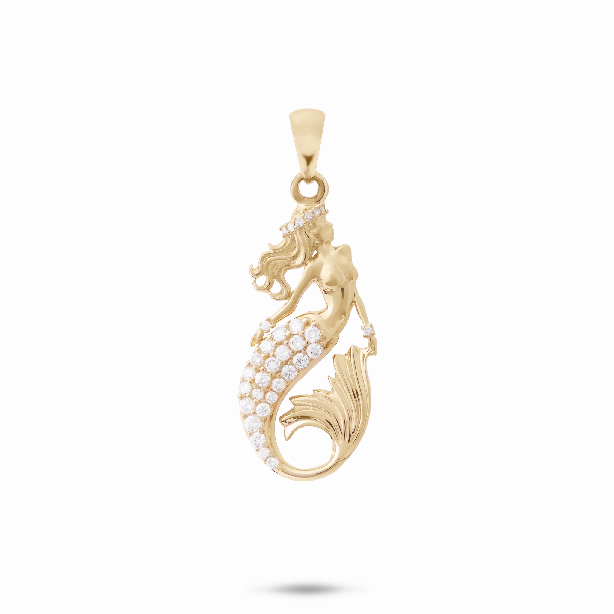 Amazing Present Popular Item Sealife Mermaid Pendant in Gold with Diamonds - 24mm