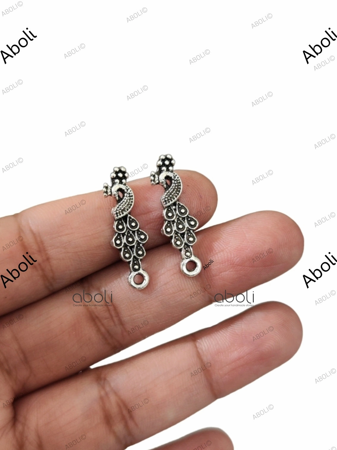 Silver peacock stud earring components metal earrings findings ESS100 Stunning Style Contemporary Vibe