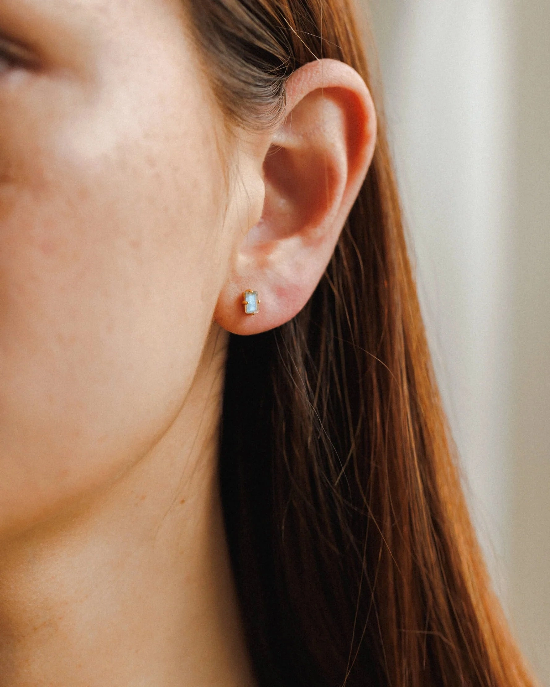 Polished Essential Labradorite Grand Baguette Studs