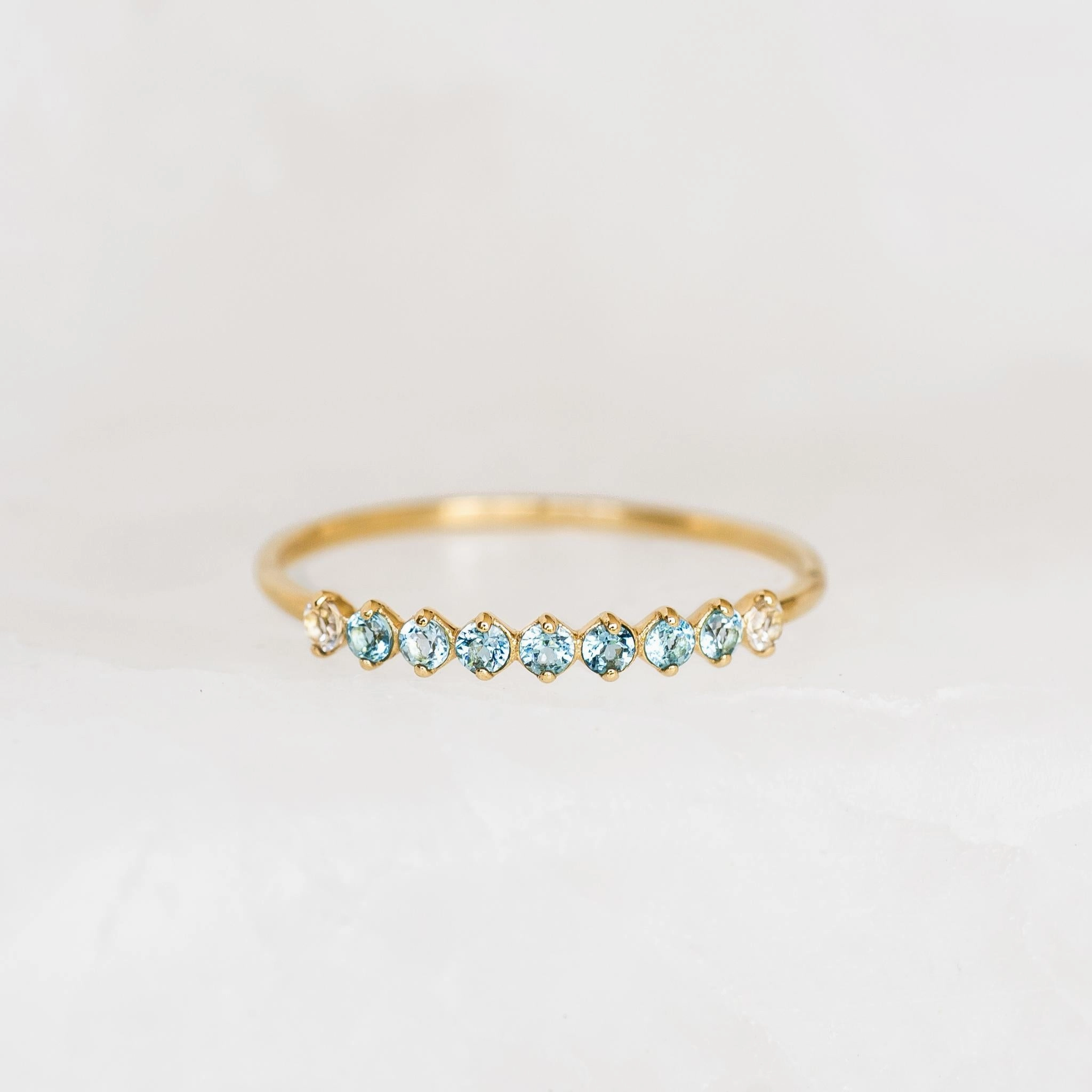 Gorgeous Design Bold Trinket September Birthstone Ring 14k Gold - Ombre London Blue Topaz