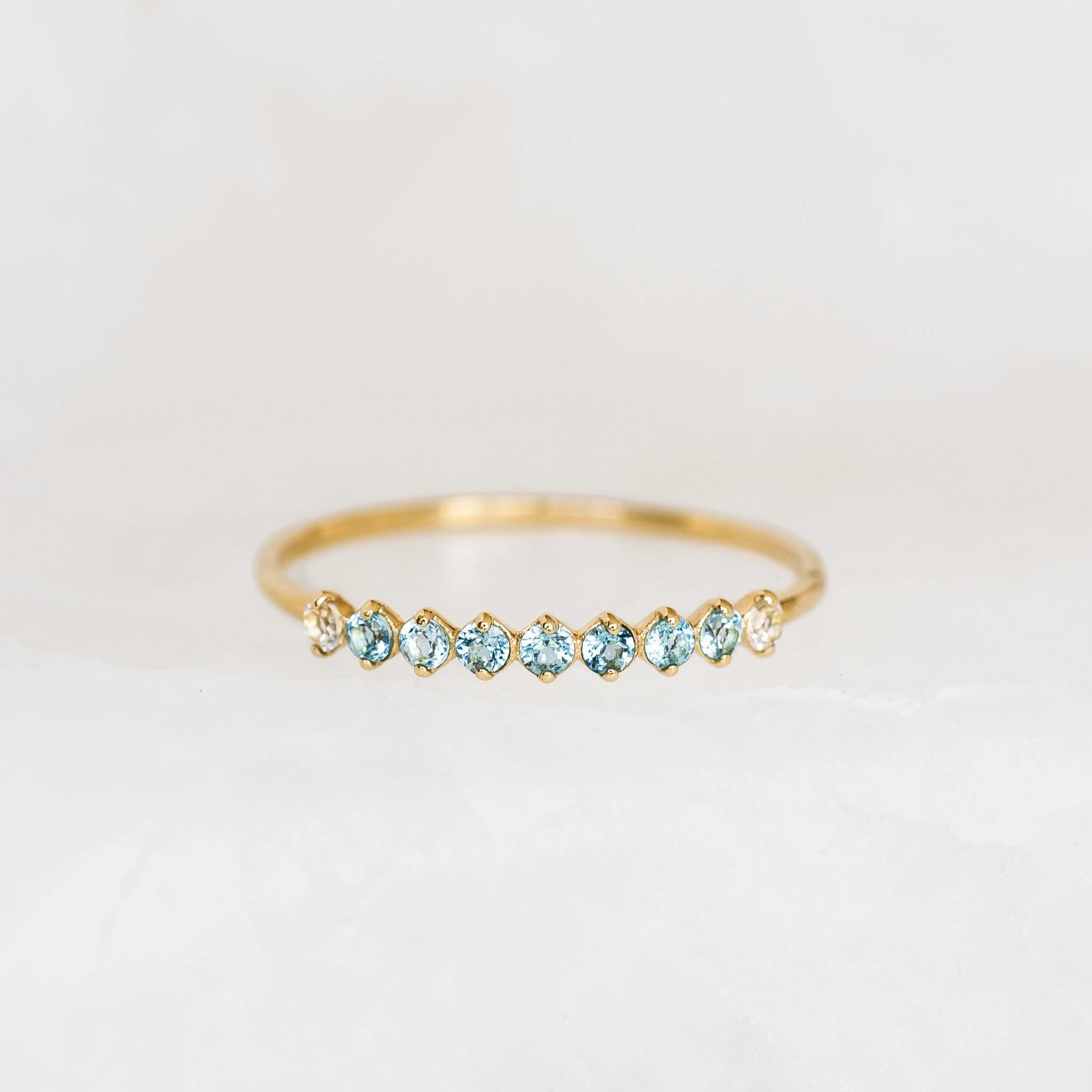 September Birthstone Ring 14k Gold - Ombre London Blue Topaz Daily Essential