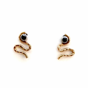 Dressy Mood Serpent Studs - 14k Gold, Sterling Silver   Black Spinel