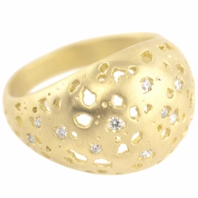 Unique Treasures Shadow Dome Band with Diamond - 14ky Gold