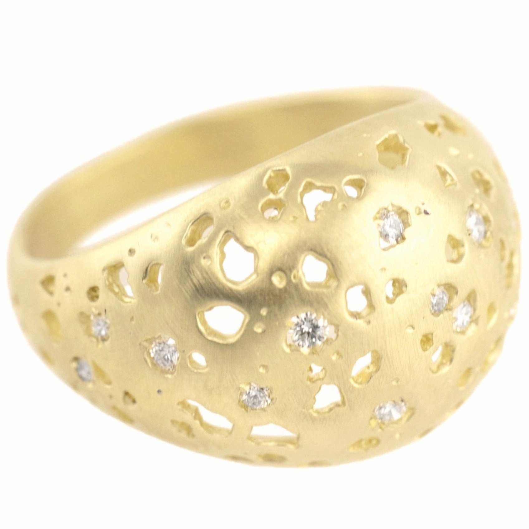 Shadow Dome Band with Diamond - 14ky Gold Shiny Treasures Styled Set