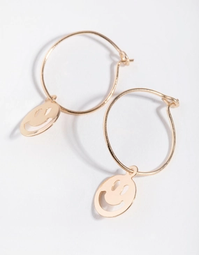 Graceful Motion Holiday Present Gold Cut-Out Face Huggie Earrings
