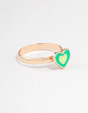 Gold Layered Heart Ring Classic Form Radiant Texture