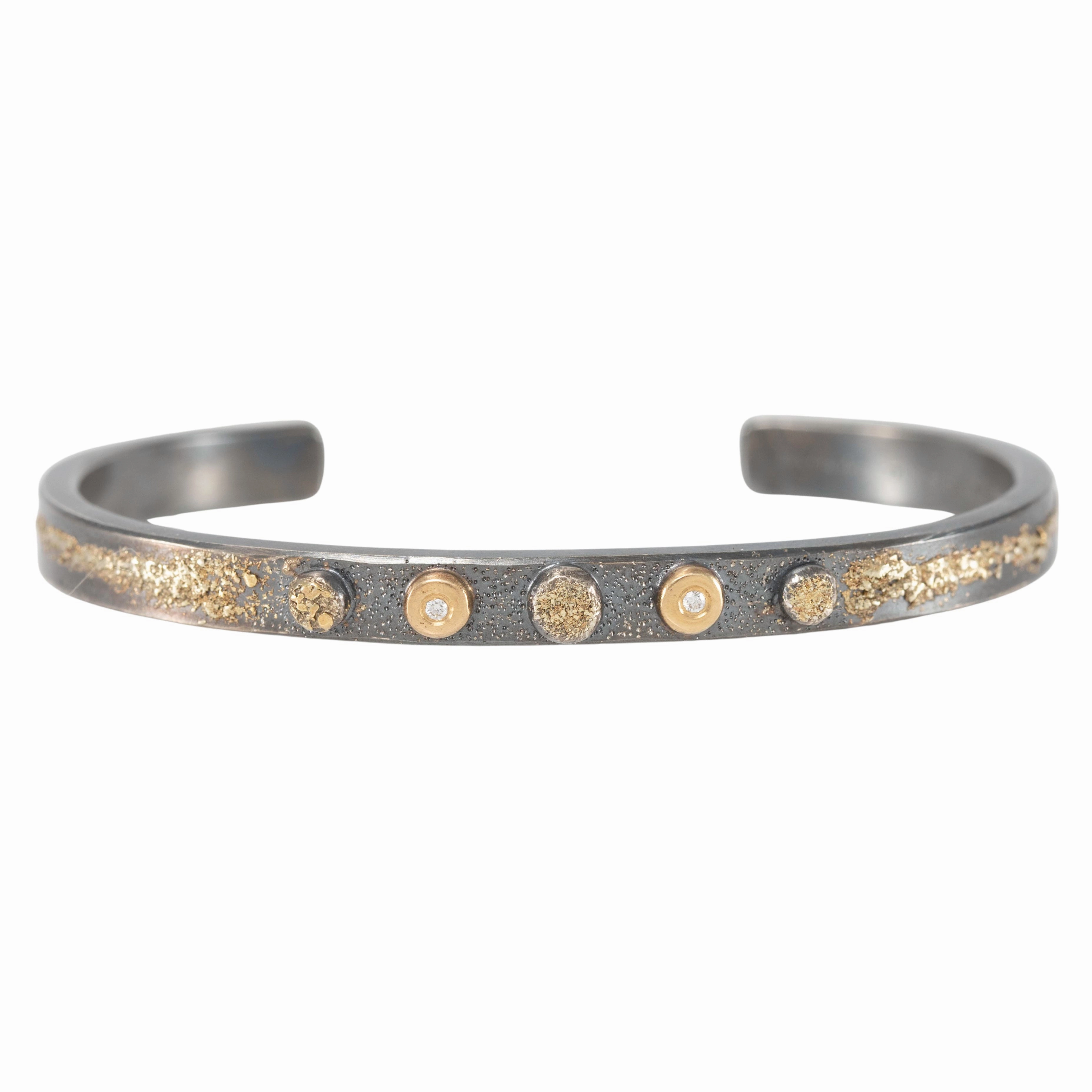 Stylish pieces Heritage Style Sunnyside Dusted Diamond Cuff - 22k/18k Gold   Oxidized Silver