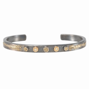 Stylish pieces Heritage Style Sunnyside Dusted Diamond Cuff - 22k/18k Gold   Oxidized Silver