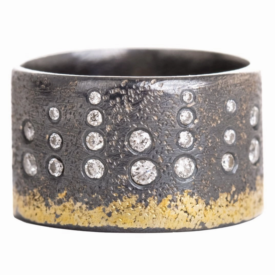 Gift Feature City Lights Band - 22k Gold, Oxidized Silver   Reclaimed Diamonds