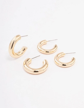 Festival Outfit Gold Chubby Hoop Earring Pack