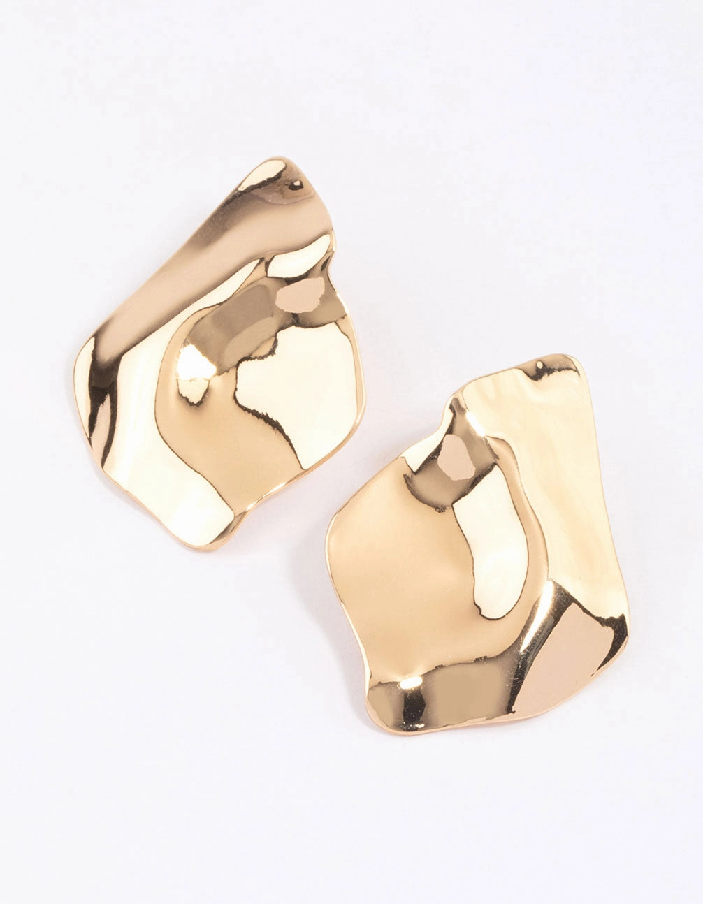 Celebration Ready Gold Large Melted Wave Stud Earrings