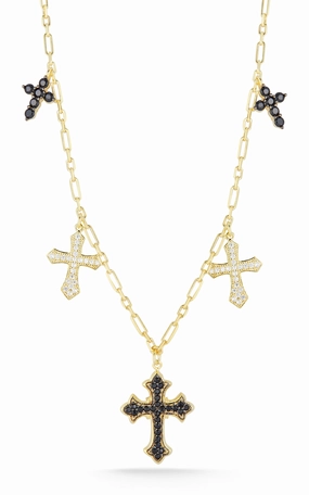 daily accessory Vibrant Shine Look Statement Cross Necklace