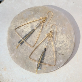 Joplin Earring - 14k Gold-Fill, Oxidized Sterling Silver   Labradorite Refined Sparkle Vibrant Colors