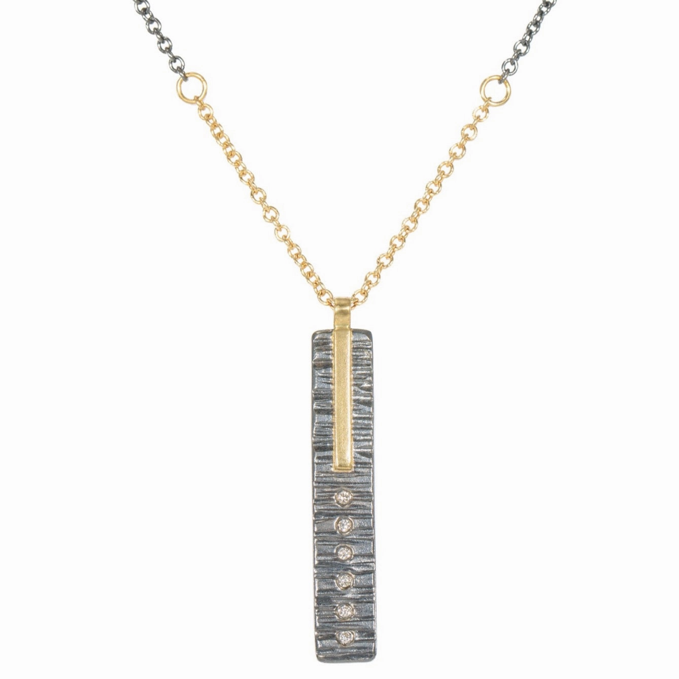 Mini Classic Aspen Necklace - 18k gold, Oxidized Silver   Reclaimed Diamonds Layered Detail Romantic Event
