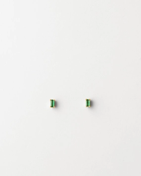 Emerald Green Baguette Studs Rustic Trinket Delicate Selection