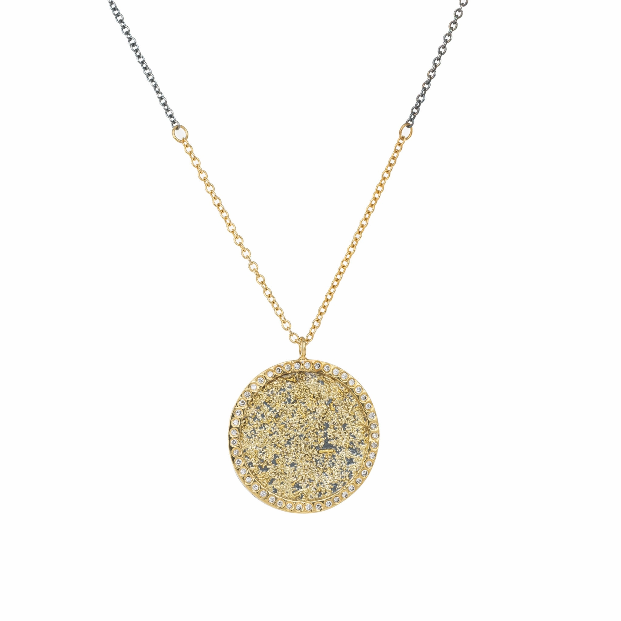 Sol Burst Necklace  - 22k/18k Gold, Oxidized Silver   Reclaimed Diamonds Minimal Aesthetic