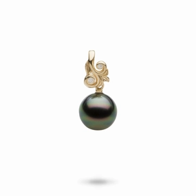 Great Ornament Living Heirloom Tahitian Black Pearl Pendant in Gold with Diamonds - 10-12mm