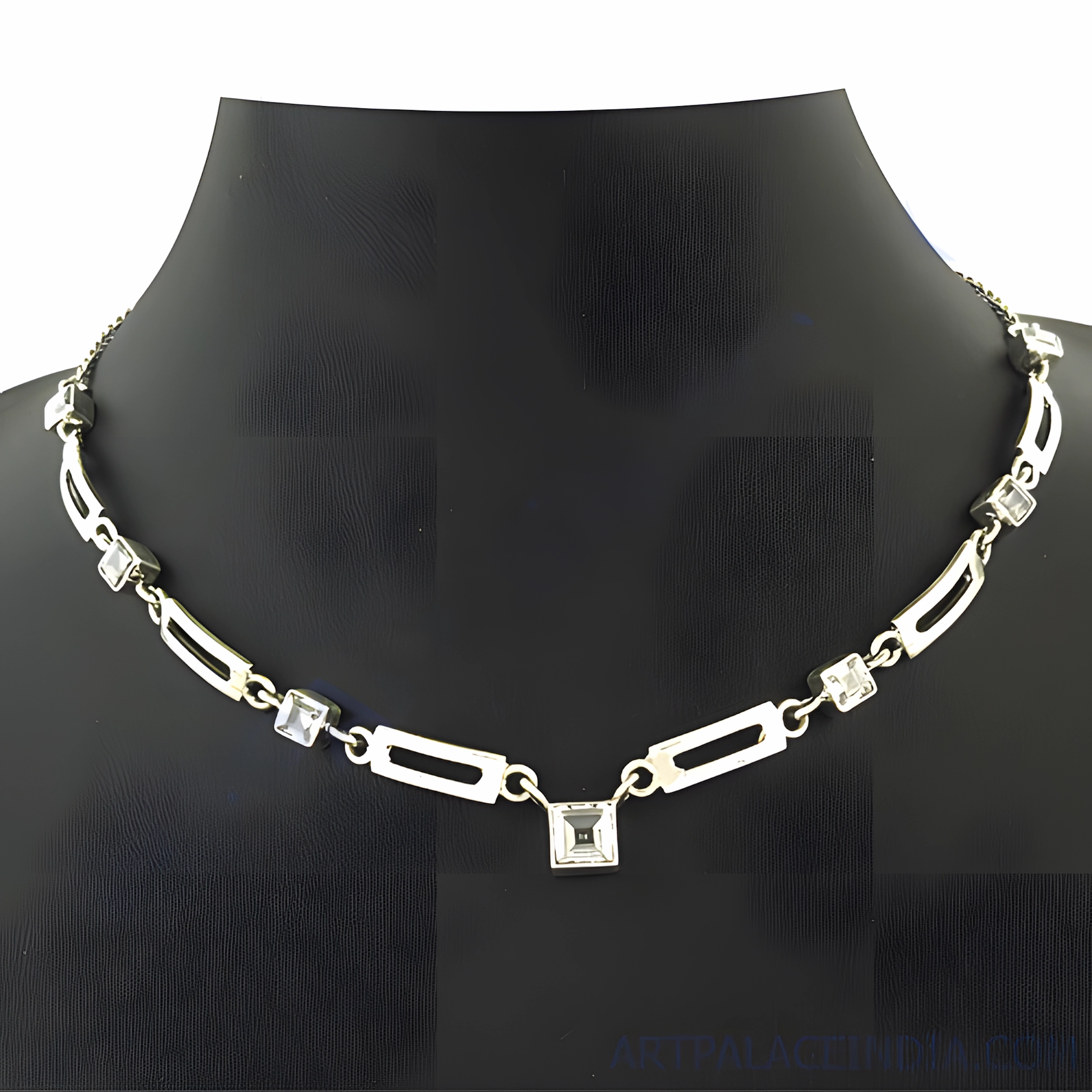 Bright Mood Classic Edge Handmade Cubic Zirconia Gemstone Silver Necklace | Latest CZ Necklace