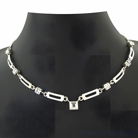 Bright Mood Classic Edge Handmade Cubic Zirconia Gemstone Silver Necklace | Latest CZ Necklace