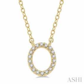 Weekend Vibe Artistic Style 1/20 Ctw Initial 'O' Round Cut Diamond Pendant With Chain in 14K Yellow Gold
