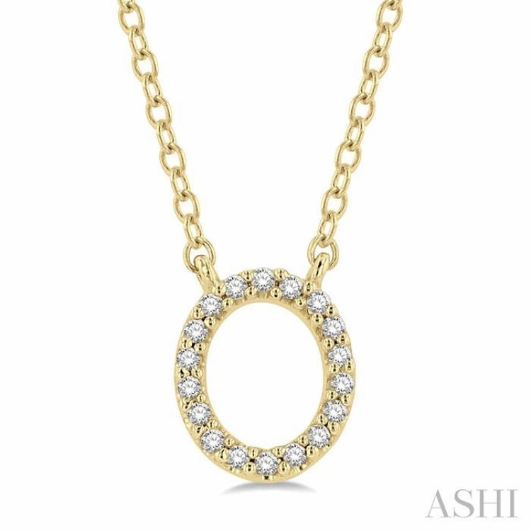 Weekend Vibe Artistic Style 1/20 Ctw Initial 'O' Round Cut Diamond Pendant With Chain in 14K Yellow Gold