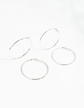 Silver 60MM Hoop Earring Pack Signature Form Glamour Accessory