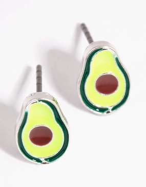 Silver Avocado Stud Earrings Radiant Glam Artisan Flair