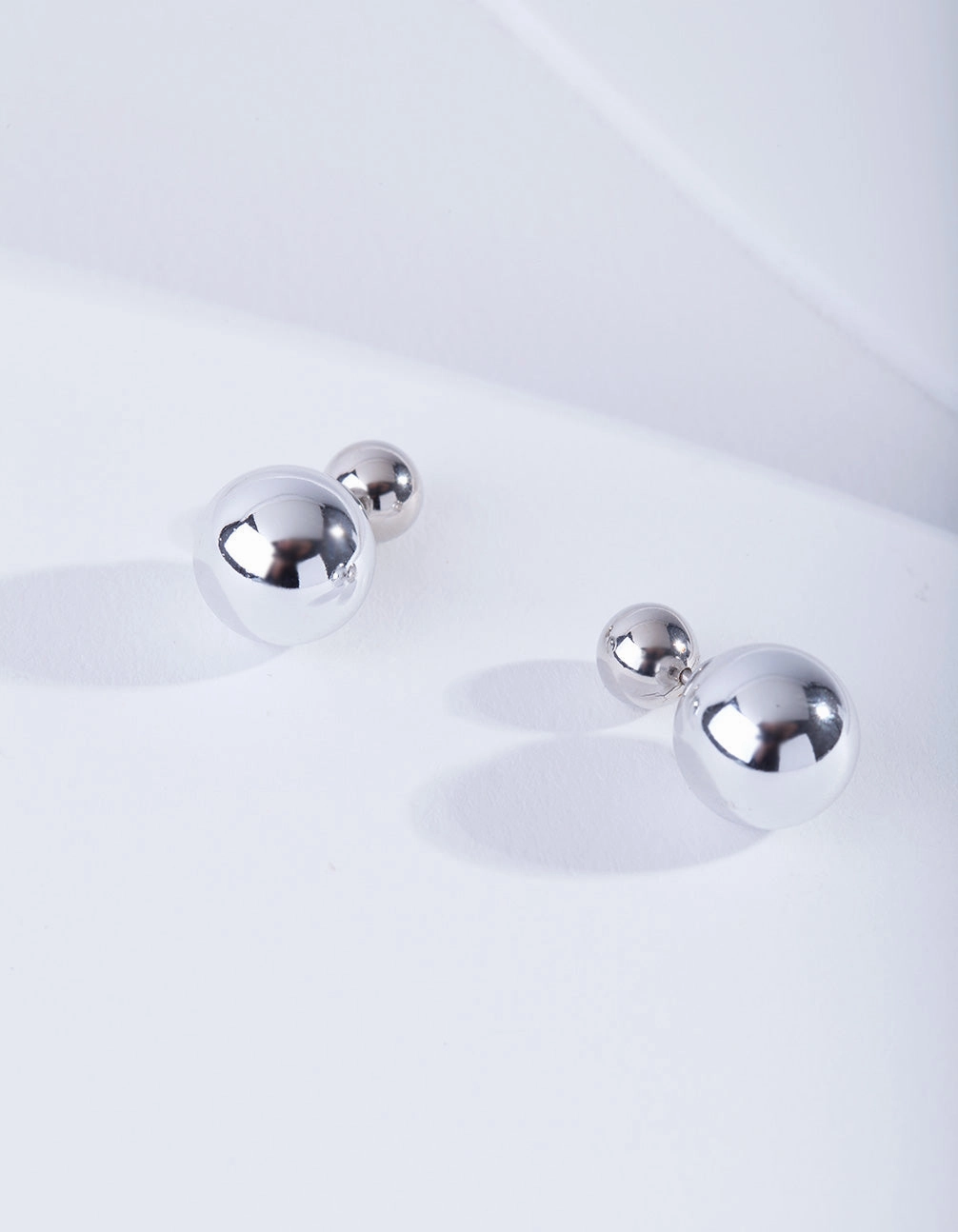 Silver Ball Sandwich Stud Earrings Minimal Radiance Daily Collection