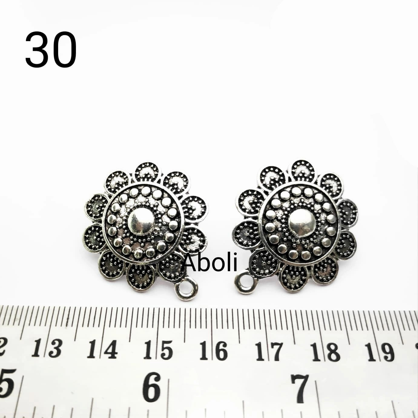 Silver big flower earrings stud components metal earrings findings ESS30 Rectangular Item Safe Feature