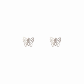 Silver Butterfly Filigree Stud Earrings Glistening Shine Natural Details