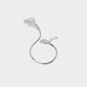 Shimmering Glow Silver Calla Lily Ring