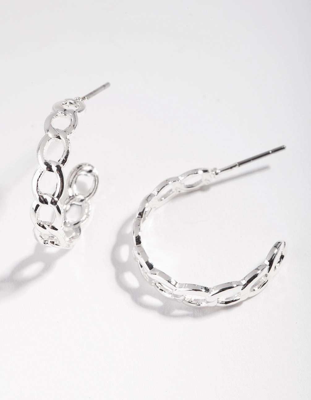 Vogue Piece Refined Gift Silver Chain Link Hoop Earrings