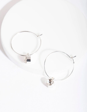 Alluring Accent Delicate Features Silver Crystal Stone Hoop Earrings
