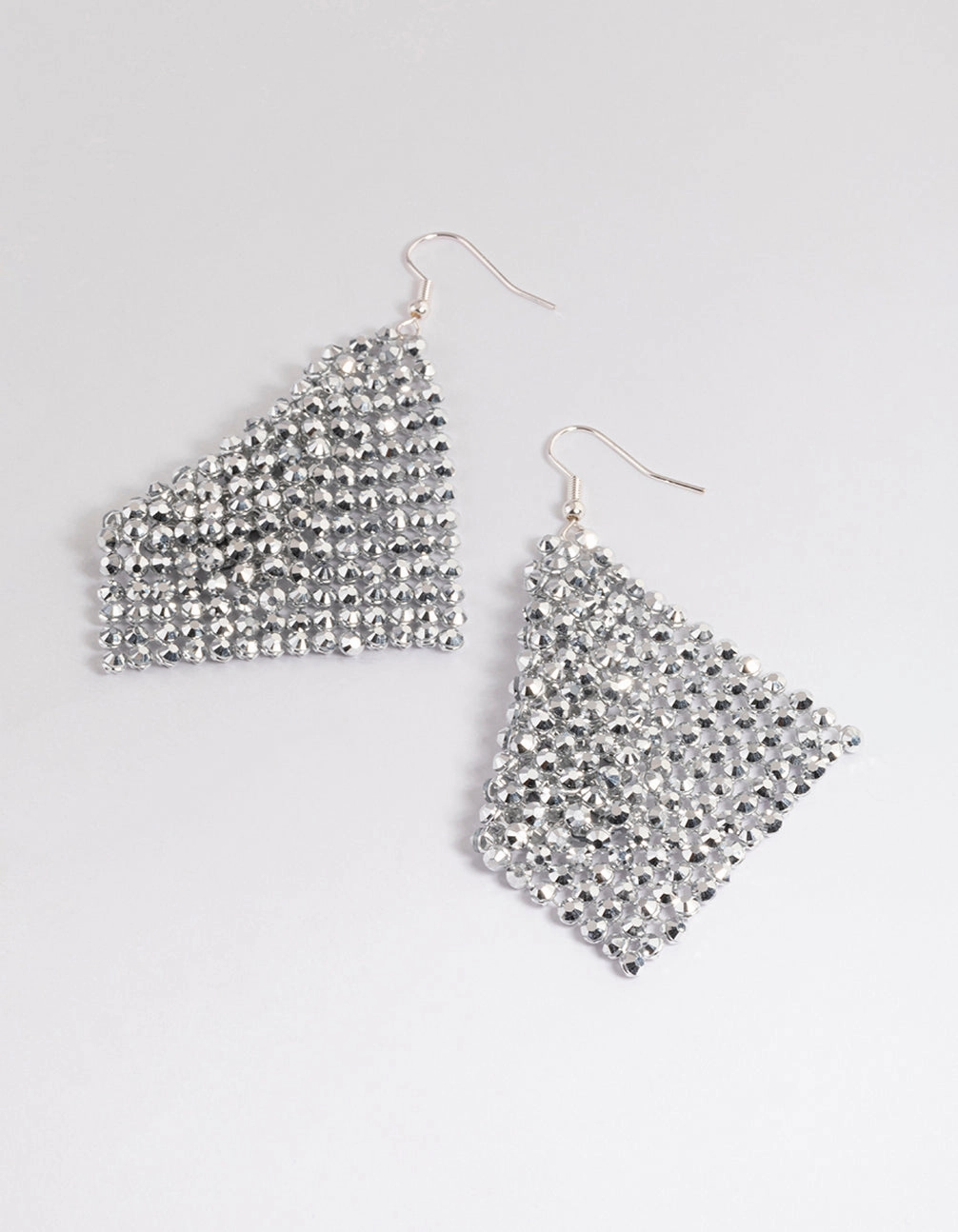 Silver Diamante Chainmail Drop Earrings Premium Jewelry