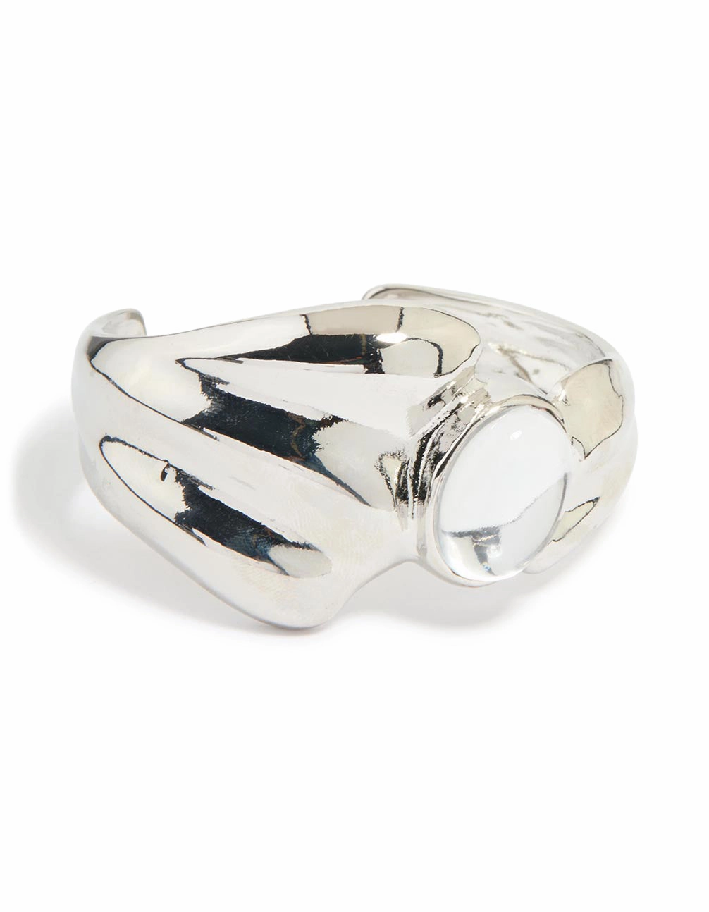 Graceful Form Bold Detail Silver Diamante Molten Wrist Cuff