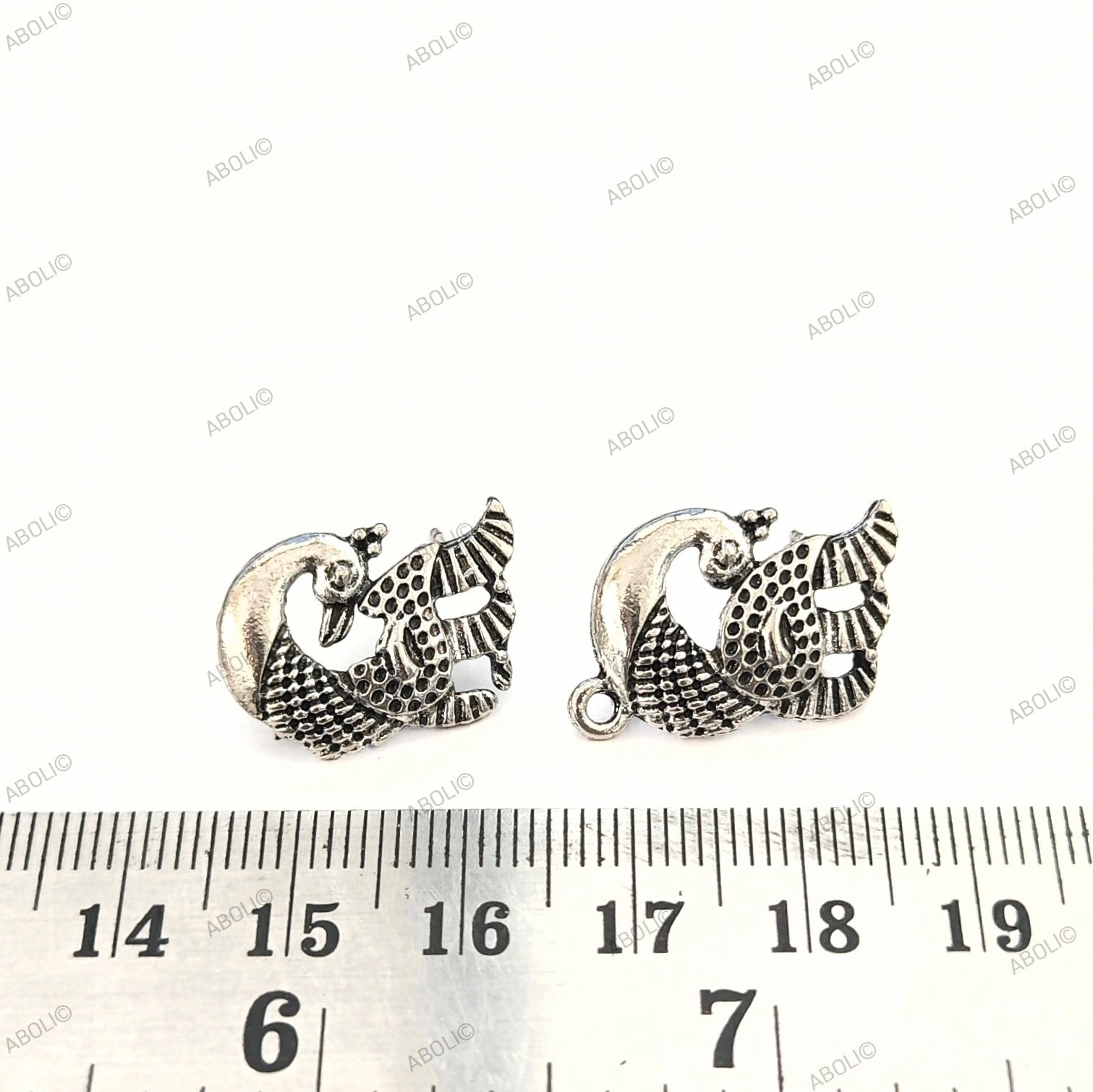 Silver earrings peacock stud components metal earrings findings ESS47 Lightweight Finish Modern Jewelry