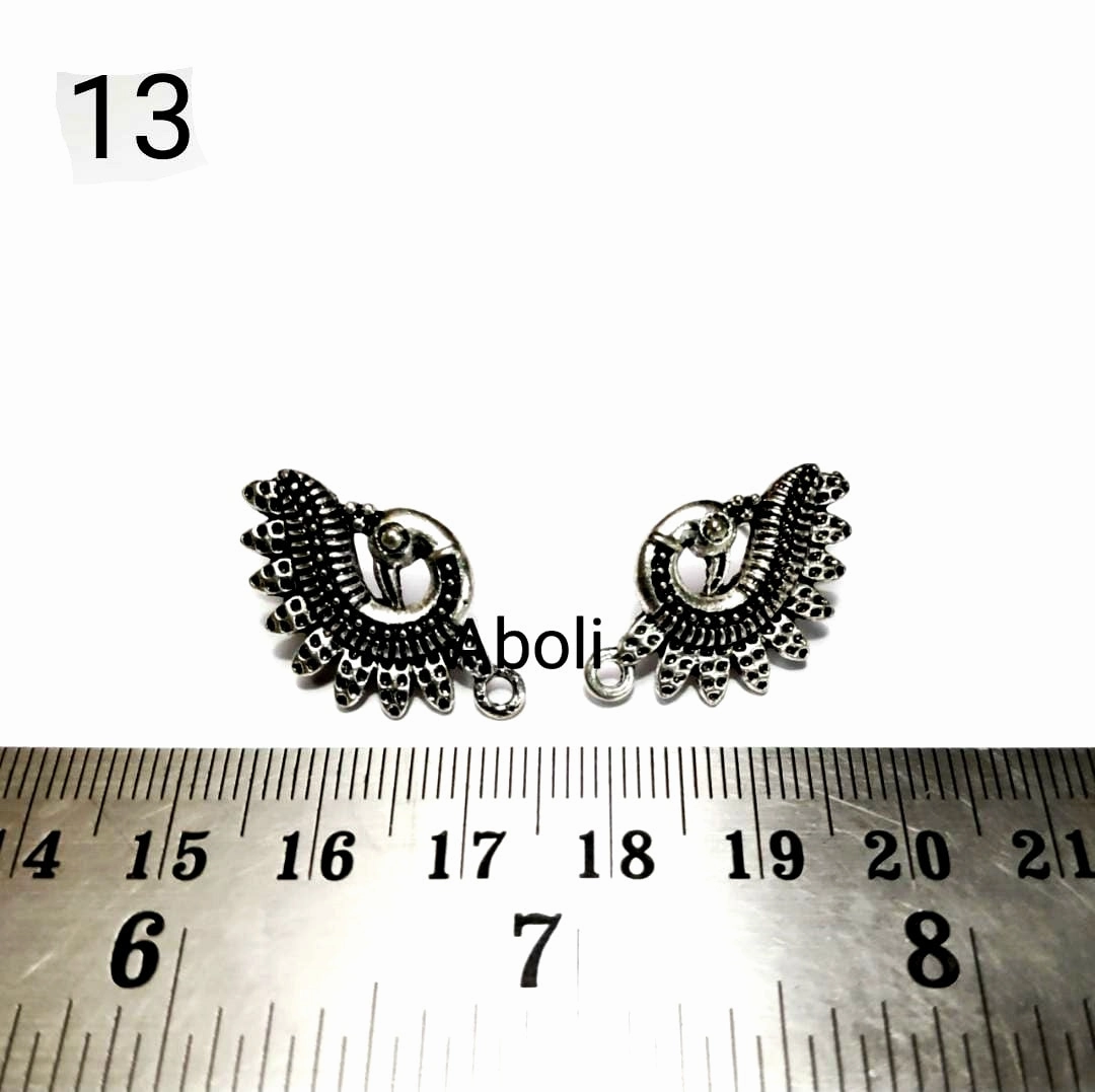 Silver earrings Peacocks stud components metal earrings findings  ESS13 Polished Decor