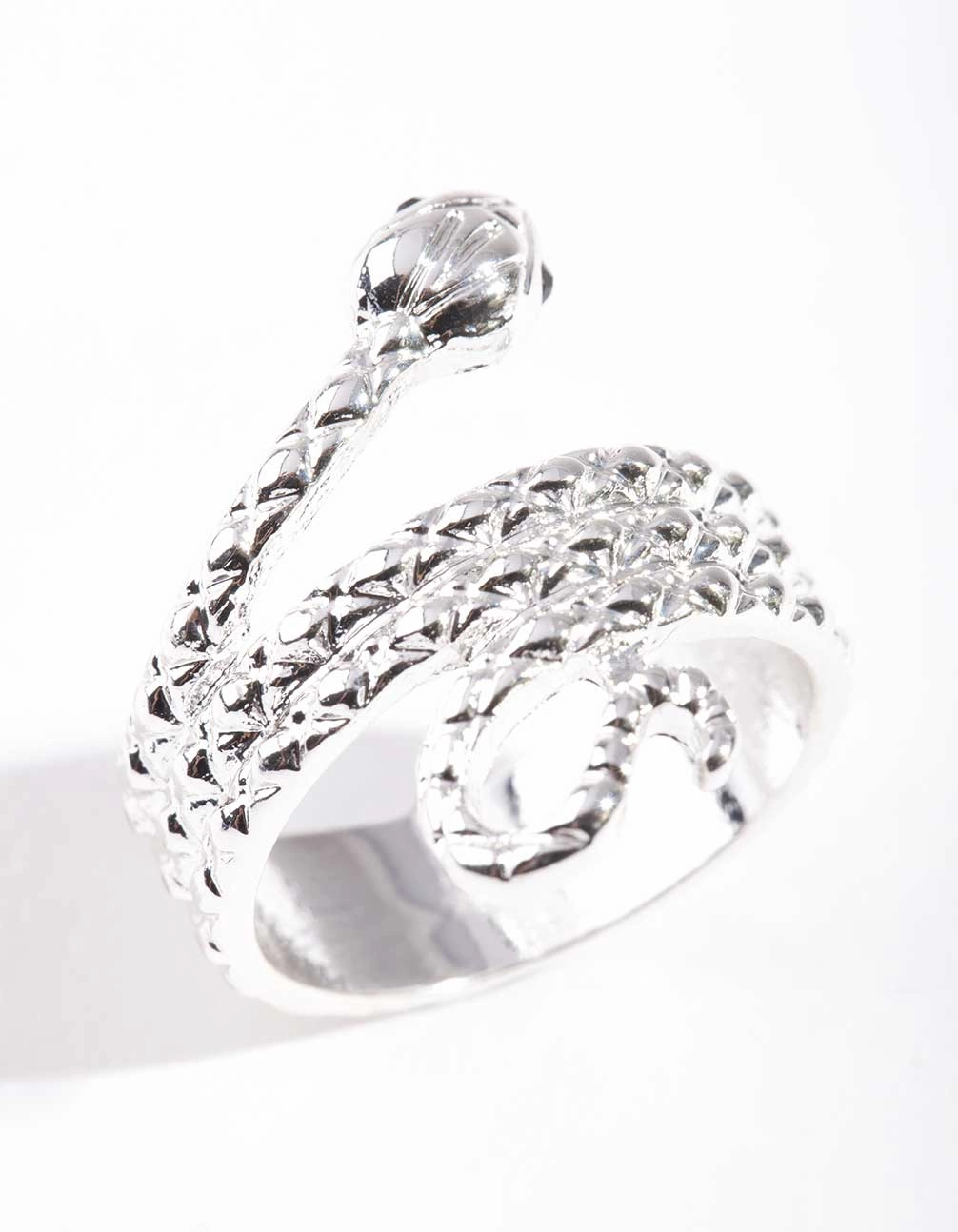 Silver Etched Snake Ring Daily Accent Contemporary Feature