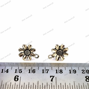 Silver flower stud earrings components metal earrings findings silver studs ESS76 Rustic Decoration