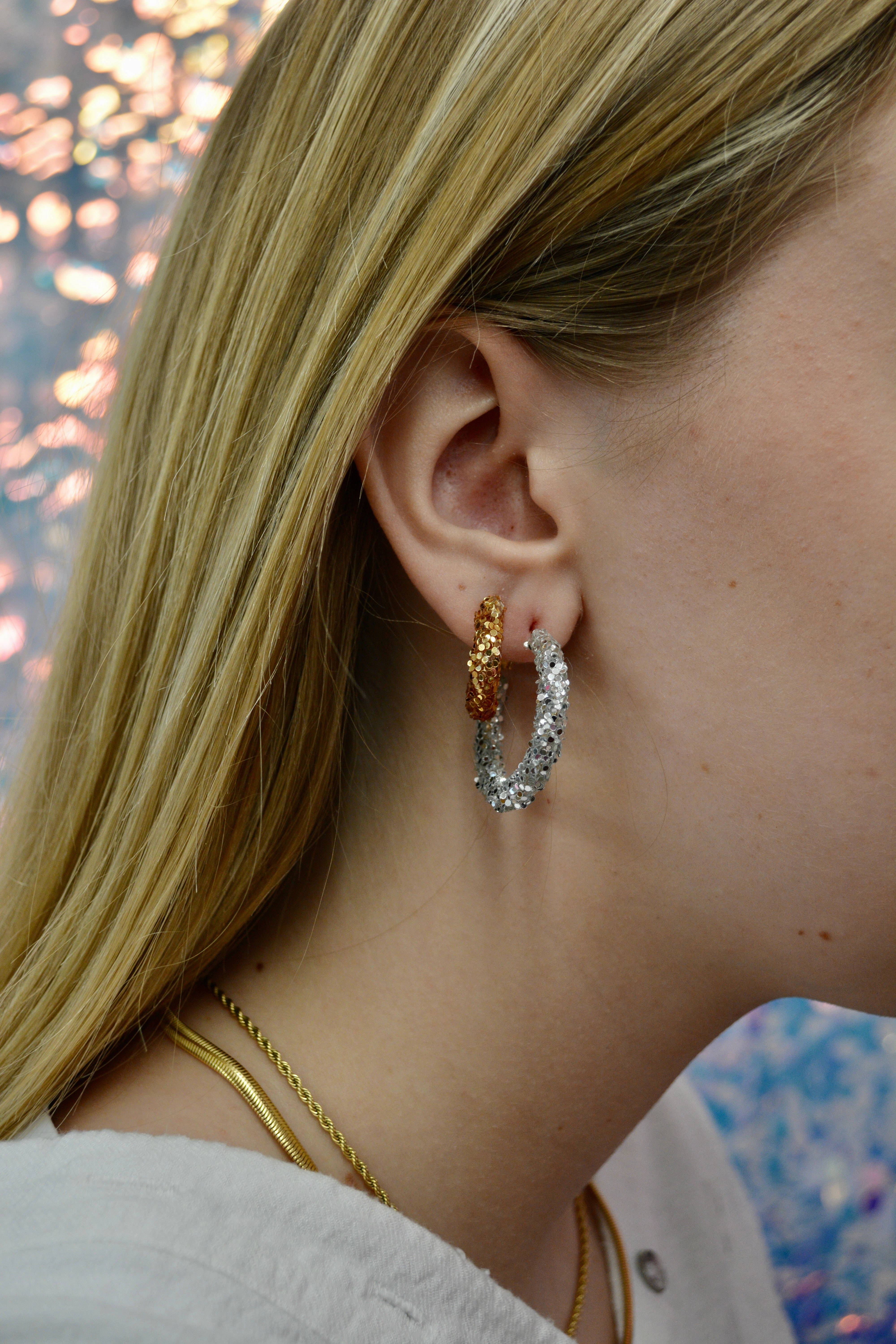 Silver Glitter Hoops Fresh Edge
