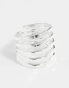 Everyday Match Dazzling Touch Silver Hammered Wrap Ring