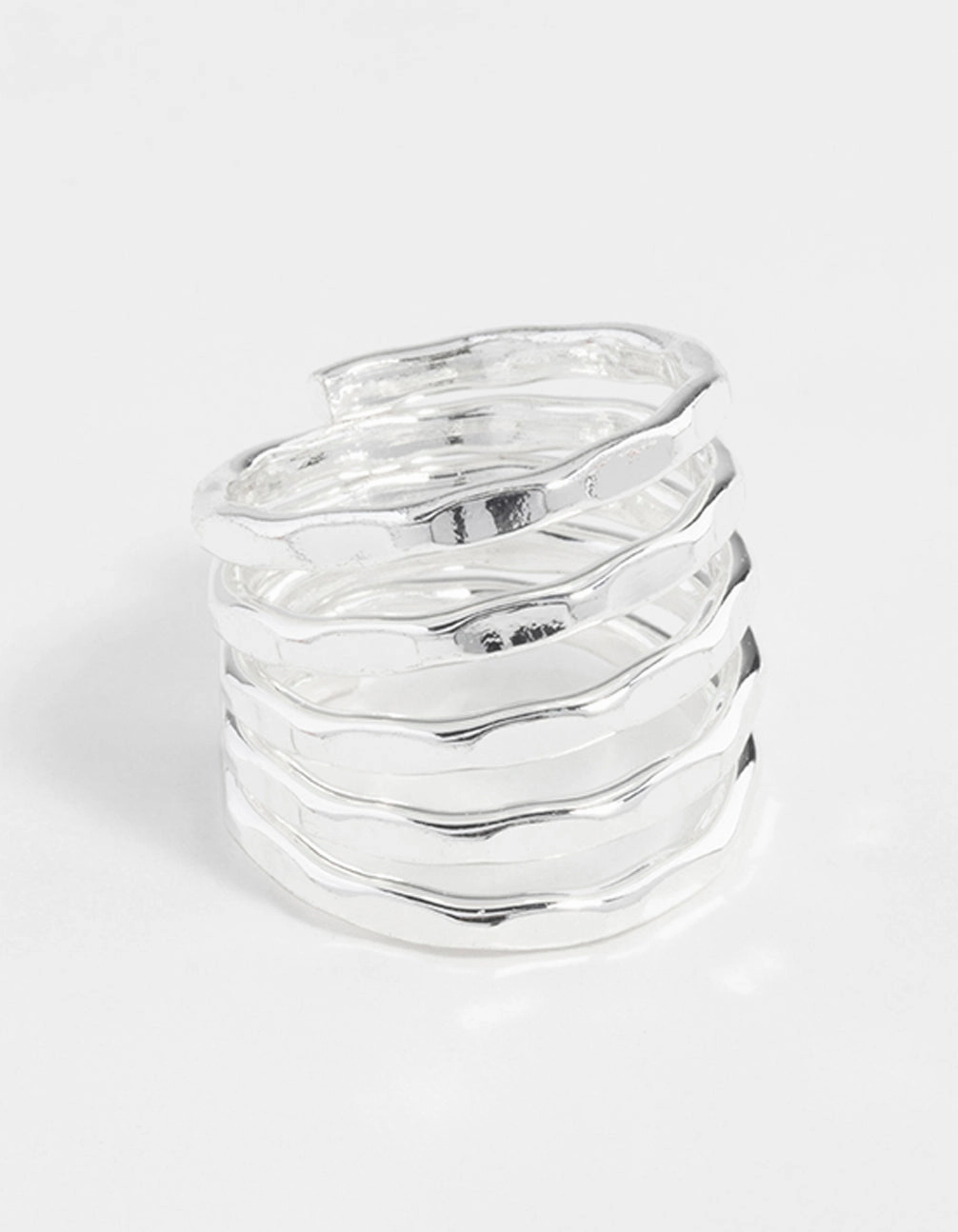 Everyday Match Dazzling Touch Silver Hammered Wrap Ring